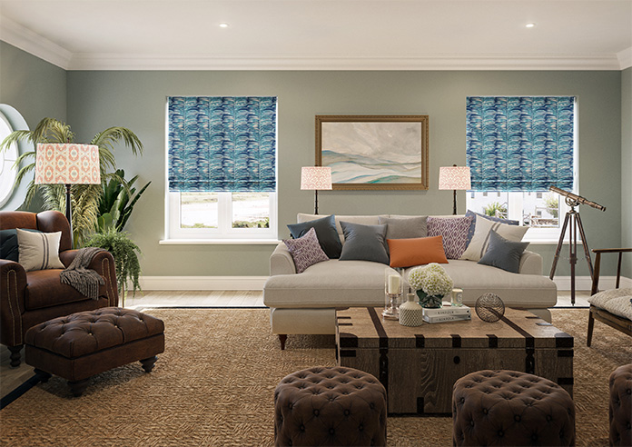 Melody Velvet, Blue Lagoon - Motorised Roman Blind - Image 8